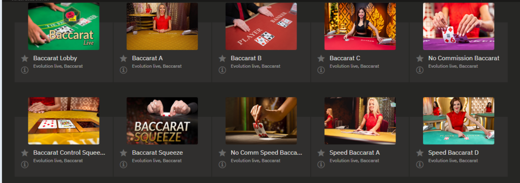 Baccarat Uživo igre